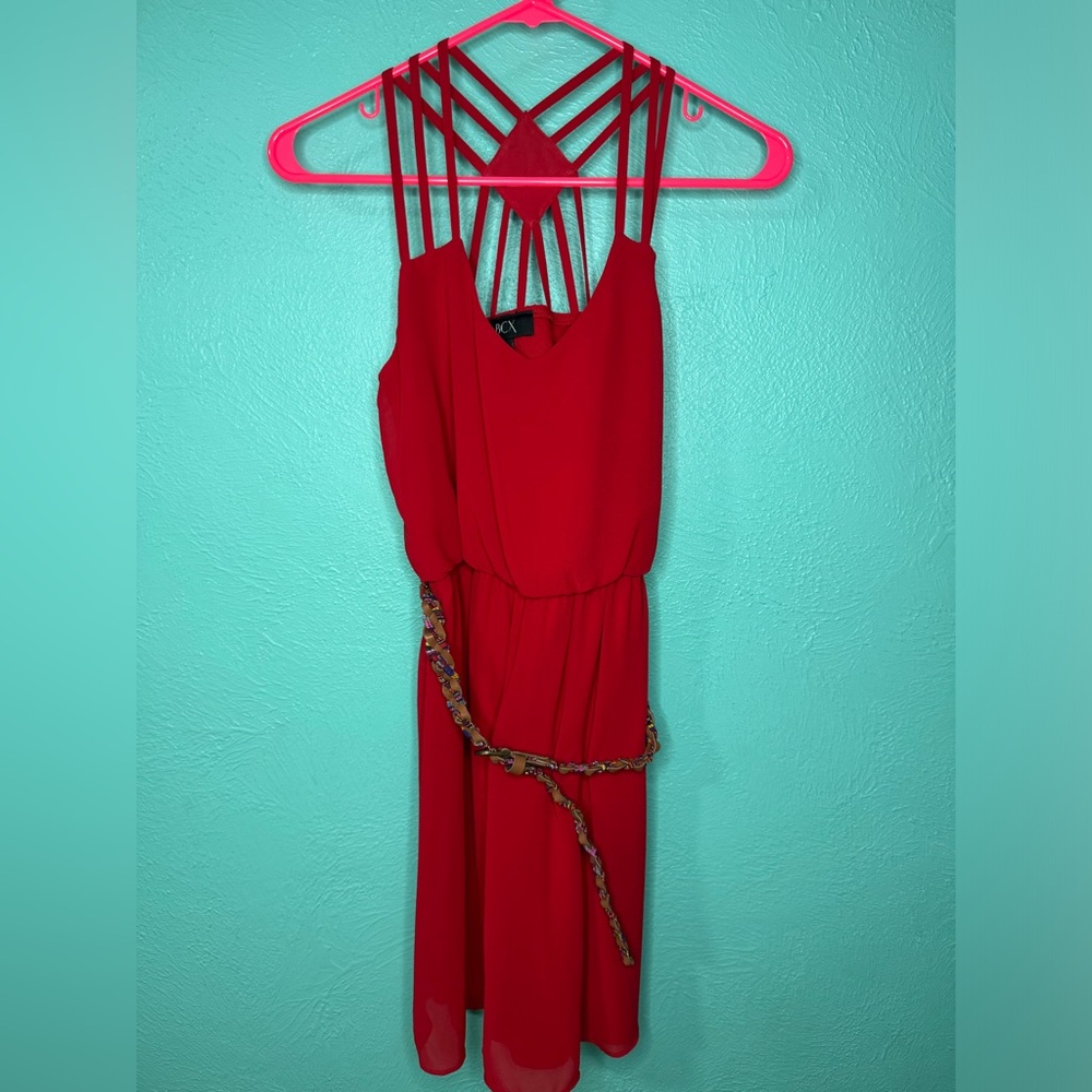 BCX Mini Strappy Dress Red w/Belt